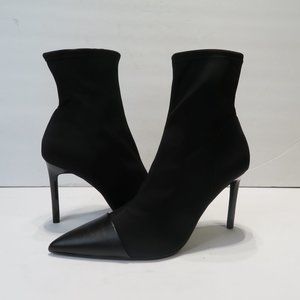 New ZARA Sz 9 EU 40 Black Pointy High Heel Stiletto Ankle Boots Booties